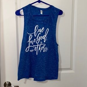 Blue Heather “Love God, Love Others” Tank
